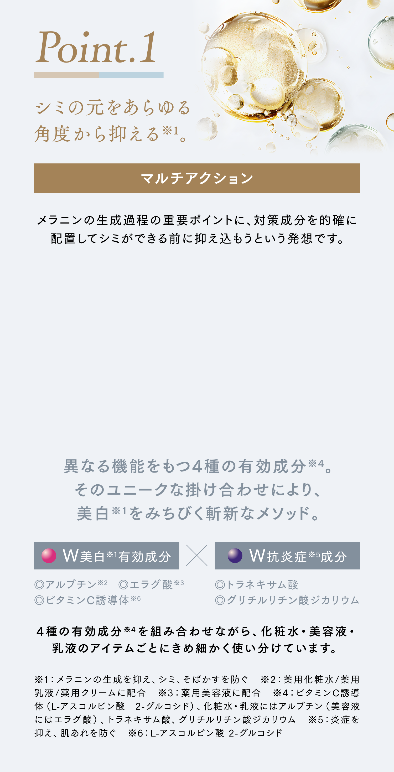 Point.1 シミの元をあらゆる角度から抑える※1。