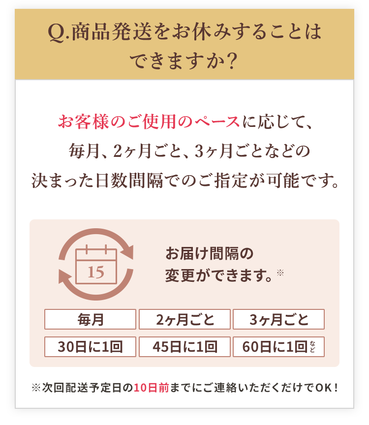 Q.商品発送をお休みすることはできますか？
