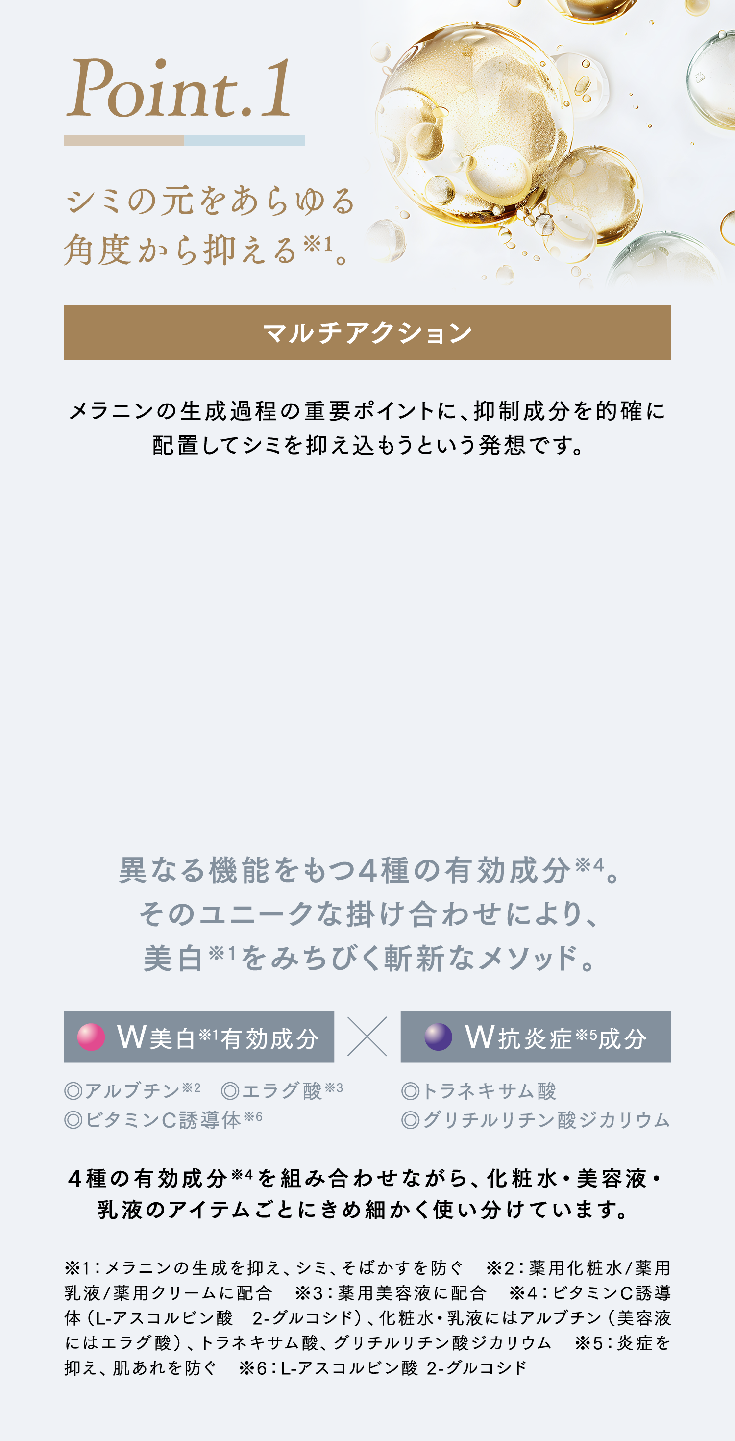 Point.1 シミの元をあらゆる角度から抑える※1。