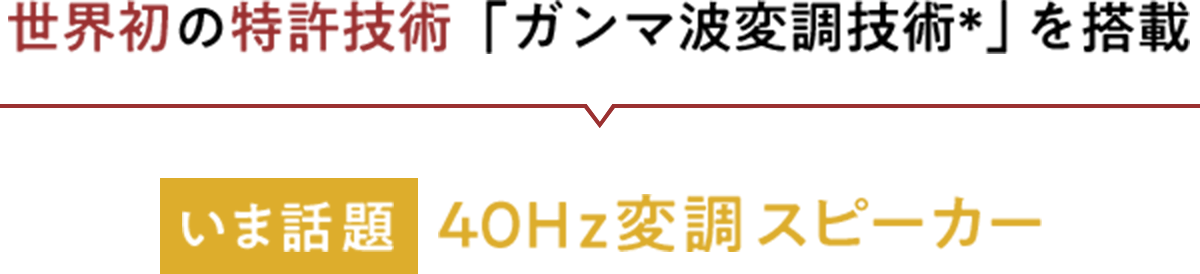 世界初の特許技術「ガンマ波変調技術*」を搭載　いま話題　40Hzスピーカー